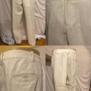 Lauren by Ralph Lauren Ivory lined linen pants